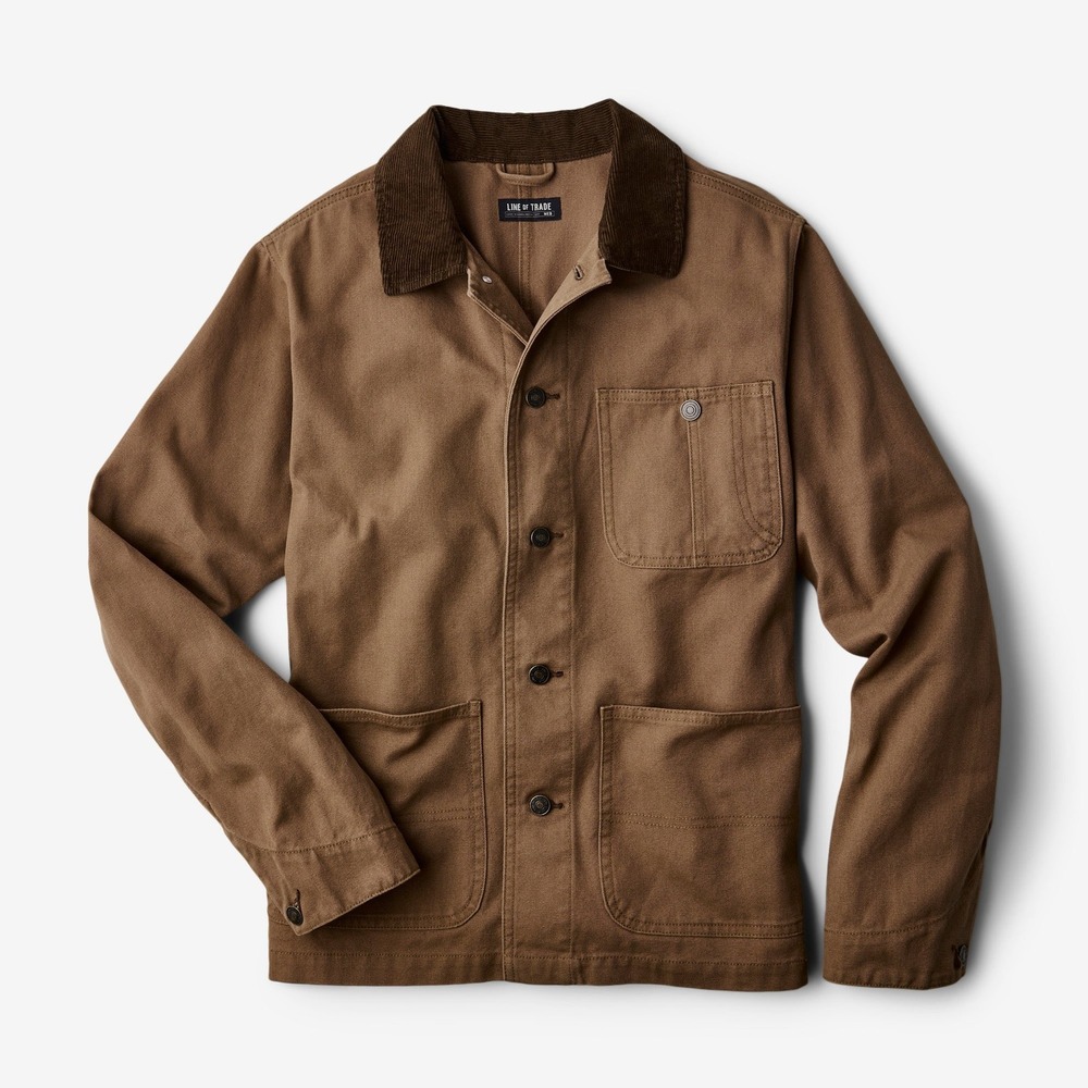 Line of Trade Mens Carpenter Chore Coat XL Brown Cotton Canvas Corduroy Jacket
